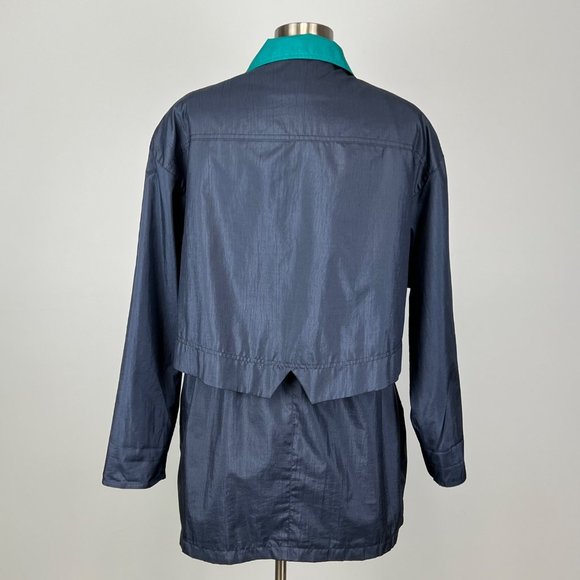 Vintage Forecaster of Boston Womens Navy Teal Windbreaker Rain Jacket size L - Picture 9 of 16
